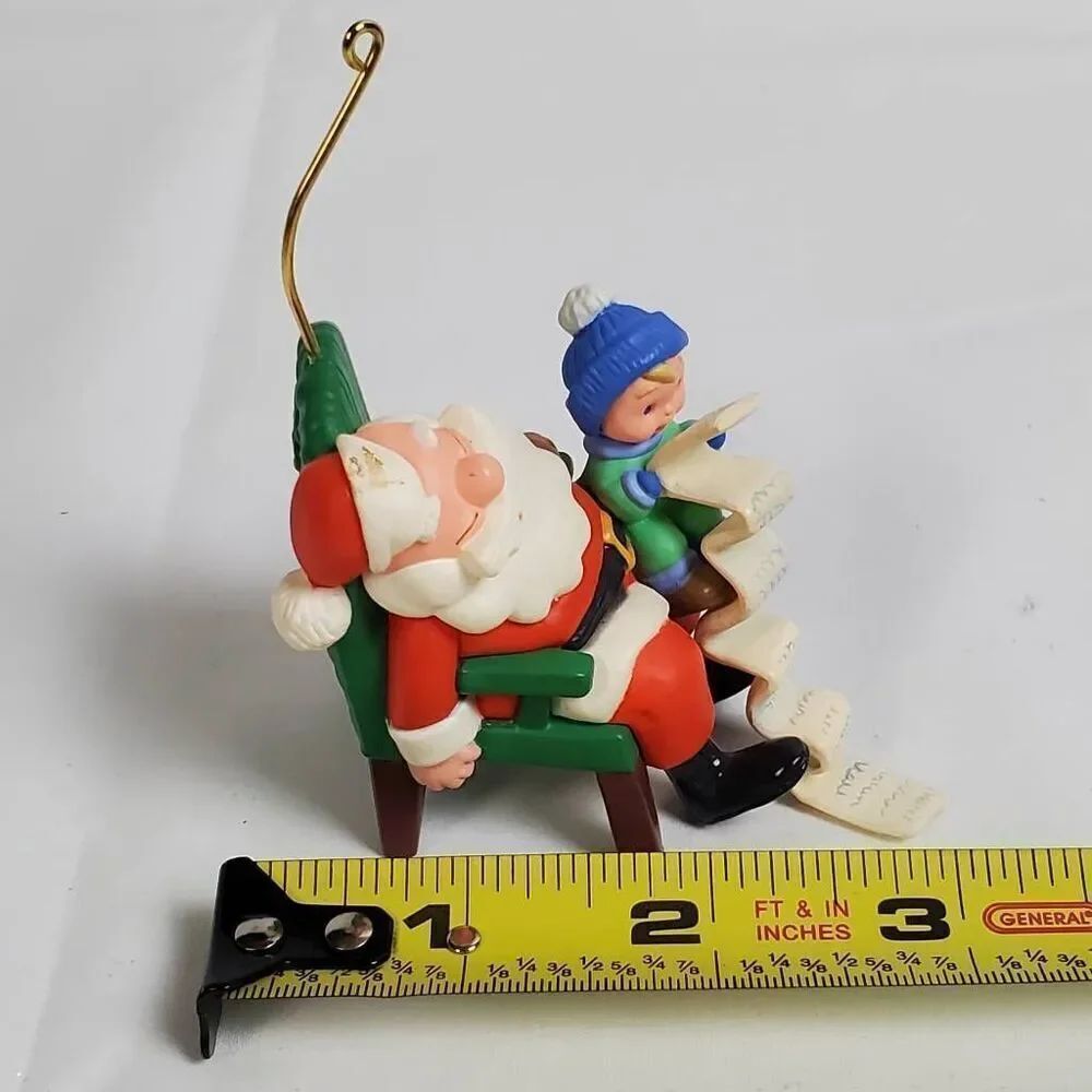 Vintage Santa Sleeping with Child & Christmas List Ornament – Funny Holiday Deco